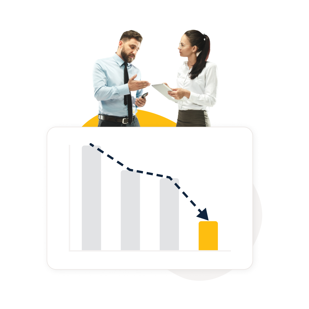 Man and woman using the Coach app on a tablet against a grey background, with tooltips highlighting the Coach training creator feature.
